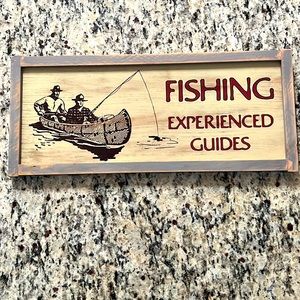 Wooden Plaque Fishing Experienced Guides 17 x 7.25 New